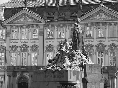 ヤン ・ フス像, プラハ, 彫刻, 旧市街, スペース, チェコ共和国, アーキテクチャ