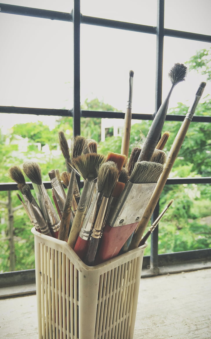 life, beauty, scene, artist, painter, art, brushes