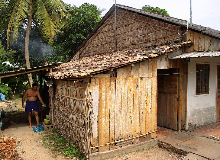 Slum, Hütte, schlechte, tropische, Natur, nach Hause, Kochen