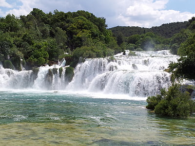 Falls, Krk, Chorvátsko, Národný park, Dalmácia, vodopády, prietok