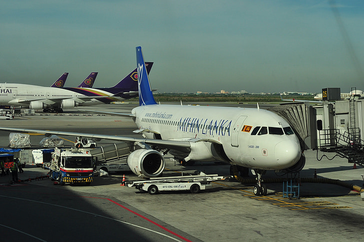 Lotnisko, linie lotnicze, Sri lanka, samolot, samolot, bramy, samolot pasażerski