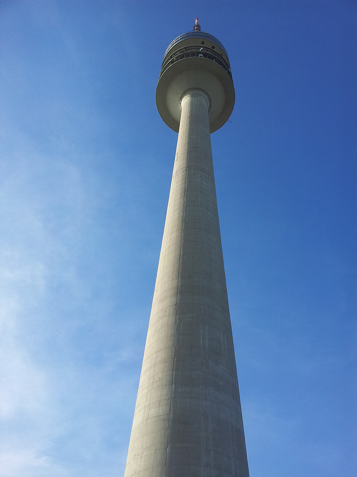 olympia tower, sky, blue, observation tower, munich, tower, olympic park