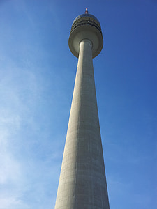Olympia toranj, nebo, plava, Kontrolni toranj, u Münchenu, toranj, Olimpijski park