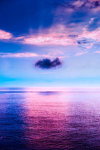 Закат, Сумерки, небо, облака, красивая, мне?, океан