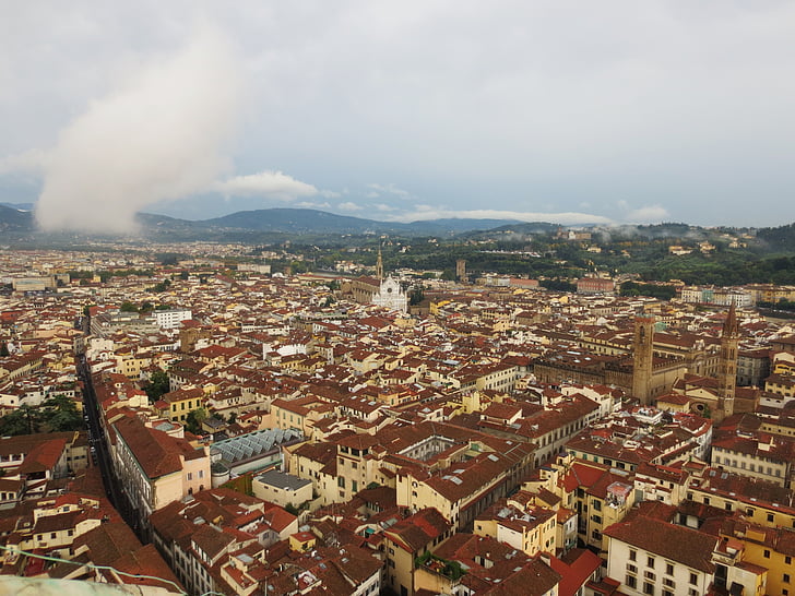 Флоренция, Дуомо, град, изглед, височина, Италия