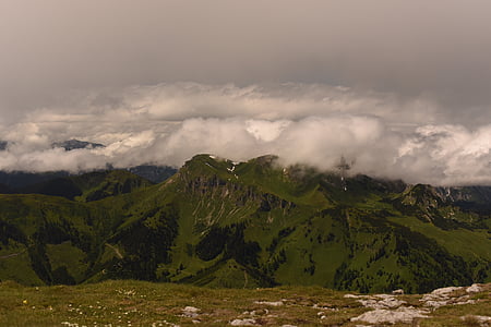 montañas, panorama, Alpine, paisaje, senderismo, Austria, cielo