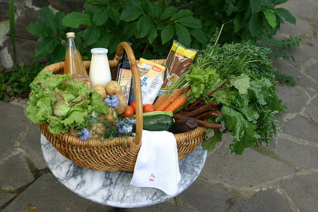 cesta, comida, nutrição, saudável, vitaminas, comer, Frisch