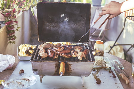 grilování, barbecue omáčka, grilování, kuře, vaření, jídlo, gril