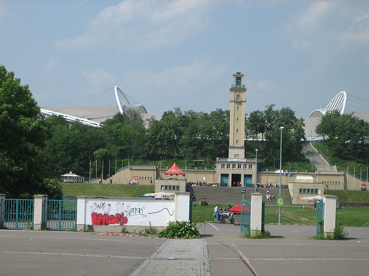 stadion, Leipzig, drvo, livada, unos, arhitektura