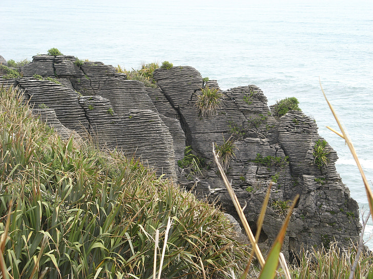Nya Zeeland, Pancake rocks, Punakaiki, stenar, Cliff