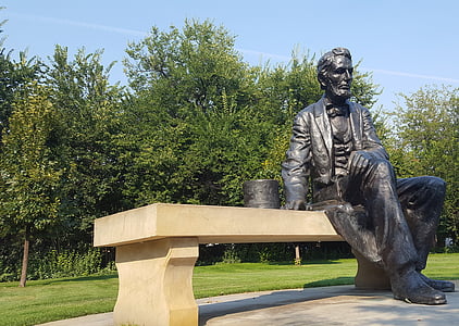 Ейбрахам Линкълн, председател, Статуята, пейка, гигантски, скулптура, бронз