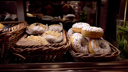 basket, donuts, doughnuts, food, pastries, sweets, bakery