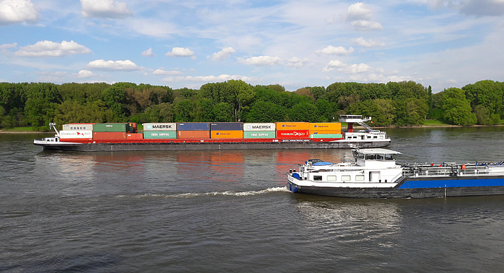 skib, Rhinen, Fragt, natur, floden, vand, transport