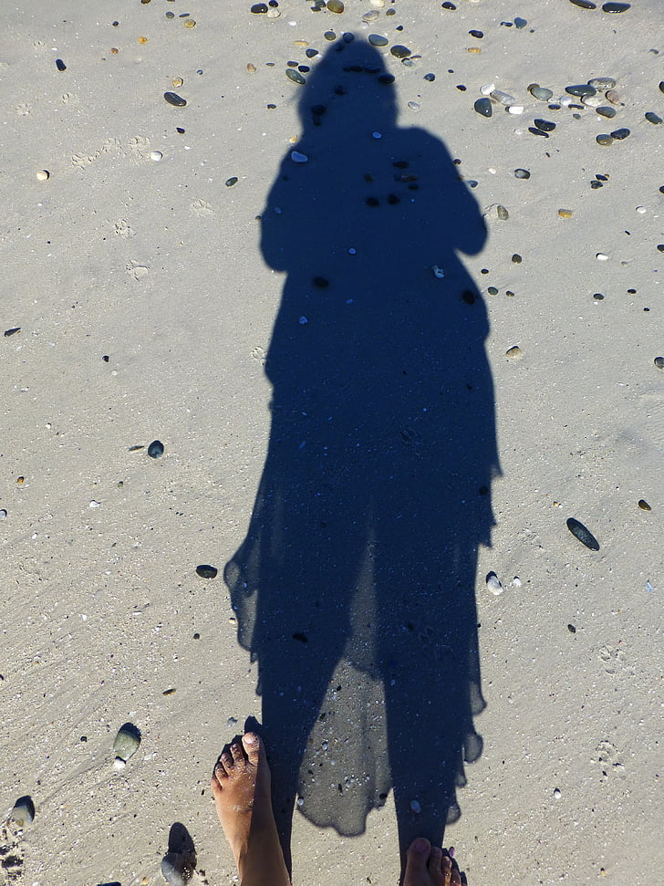 schaduw, strand, zand, menselijke, silhouet, vrouw, Hispanic