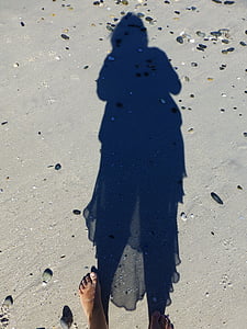cień, Plaża, piasek, człowieka, sylwetka, Kobieta, Hiszpanie