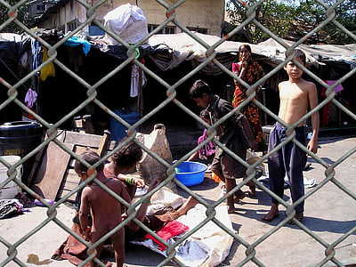 φτωχογειτονιά, Ινδία, σύρμα, απομονωμένη, Βομβάη, Βομβάη, Live