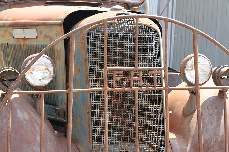 antik, lastbil, vintage, pickup, rusten, udendørs, gammeldags