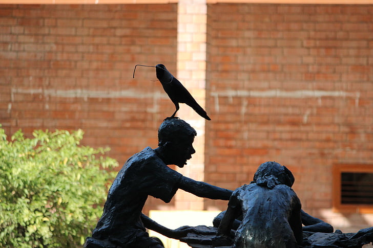 crow, birds, statue, design