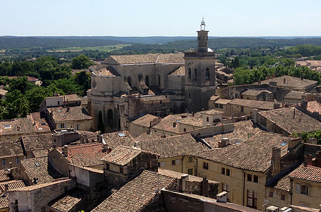Uzes, vesnice, střecha, střešní krytiny, Jižní Francie, Evropa, Architektura