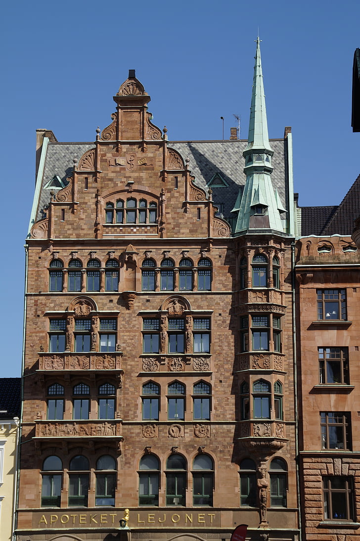Malmo, Suecia, Inicio, fachada, antiguo, históricamente, edificio
