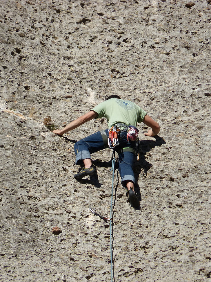 escalation, climber, rock, montsant, margalef, climbing equipment, harness