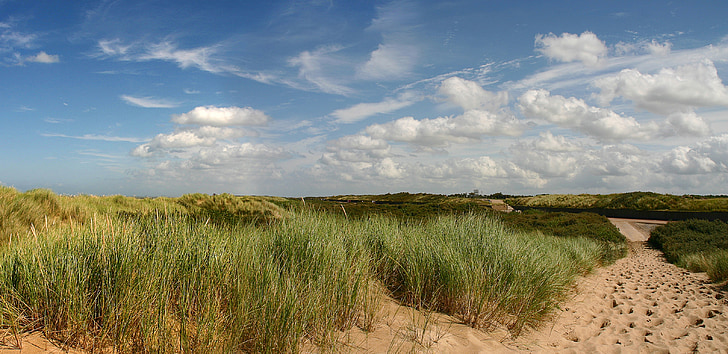 Morza Bałtyckiego, wydmy, niebo, wakacje, Dune grass, krajobraz, Plaża