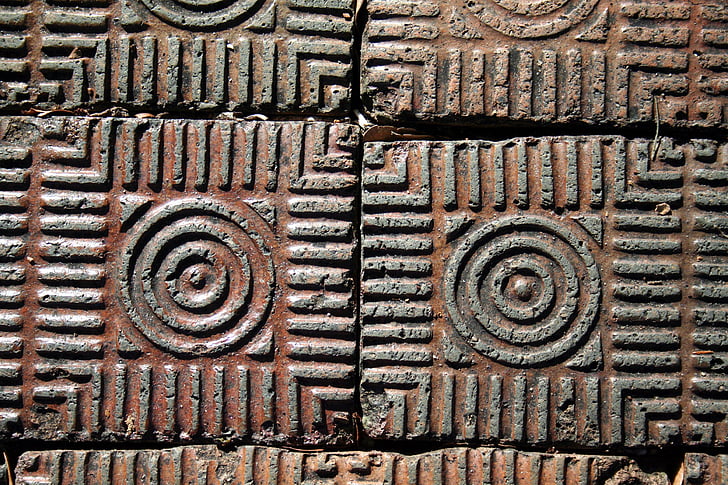 paving bricks, texture, st augustine, circle design, blocks, aged, pattern