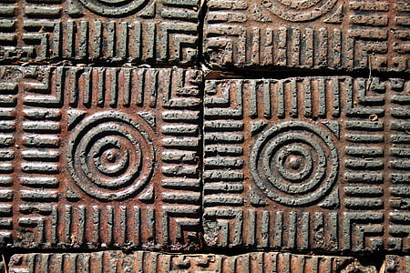 pavimentação de tijolos, textura, Santo Agostinho, desenho de círculo, blocos, com idade, padrão