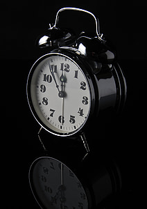 jam alarm, waktu, kontras, b w fotografi, Clock, Studio, kaca