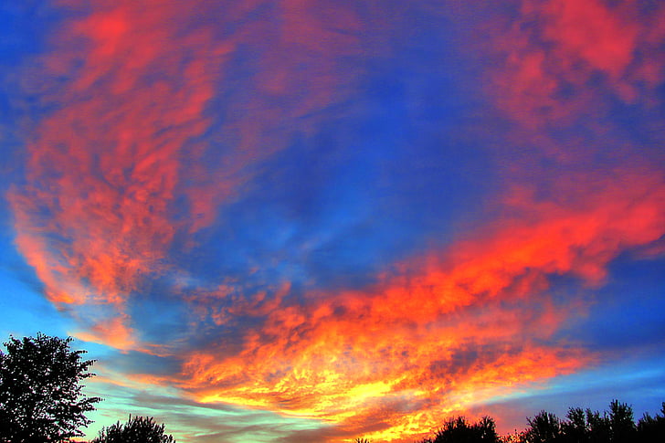 himmelen, Skydekke, danner skyer, solnedgang, skumring, HDR-bilde, natur