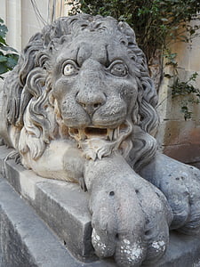 lõvi, kivi, Kivist lõvi, Statue, millega kehtestatakse, tugev, piirded