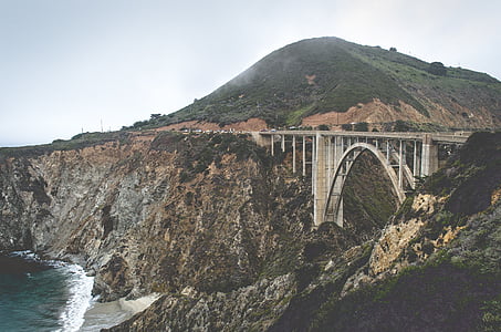 Blanco, puente, montaña, puentes, Puente - hombre hecho estructura, agua, Río