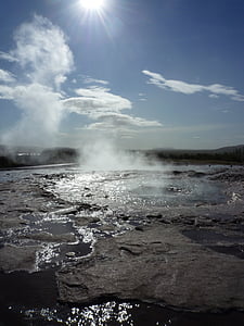 strokkur, Θερμοπίδακας, Ισλανδία, κοιλάδα του ζεστού νερού, haukadalur, blaskogabyggd, ξέσπασμα