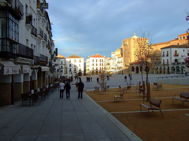 Alun-alun utama, Cáceres, Extremadura, Spanyol
