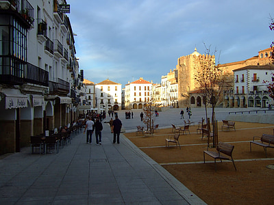 централния площад, Касерес, Екстремадура, Испания