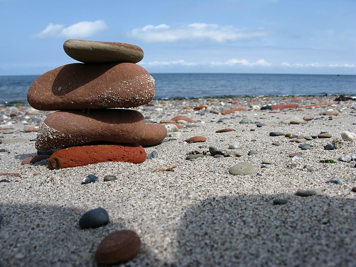 mer du Nord, Helgoland, plage, pierres, sable, mer, eau