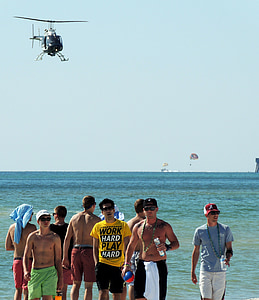 vacances de primavera, joves universitaris, grup, platja, descans, Universitat, helicòpter
