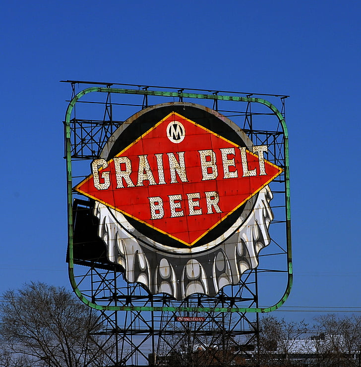 Minneapolis, bucle nord, cinturó de gra, signe de cervesa, signe, EUA