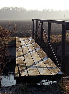 Winter, Brücke, Wasser, Reflexionen, Gel, Frost, Frankreich