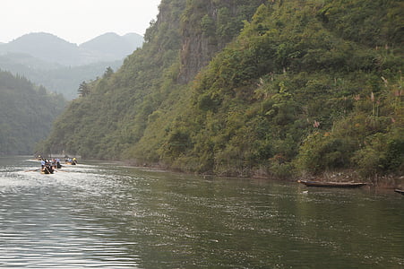 Kina, side slugt af yangtze-floden, bådtur