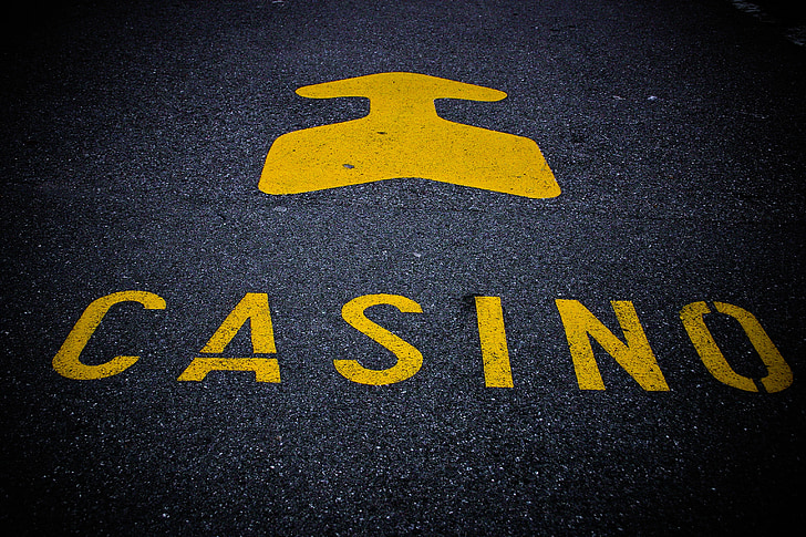 Casino, Bemærk, vejbane, Mark, pil, gambling, afhængighed