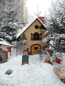 sprookjes, Fairy tale forest, sneeuw, besneeuwde, Hans en Grietje, de heks, Witch's huis