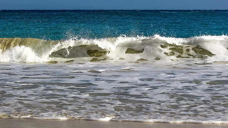 platja, sorra, ona, blau, natura, riba, marí
