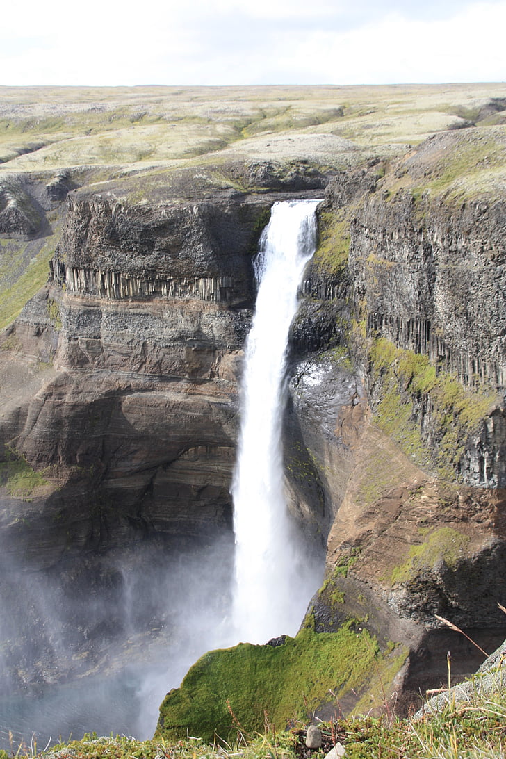 háifoss, 瀑布, 冰岛, 峡谷, 自然, 景观, 风景