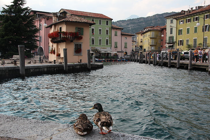Torbole, přístav, kachny, Lago di Garda, Architektura