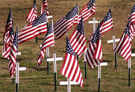 amerikanische, Flagge, amerikanische Flagge, Patriotismus, Veteranen-Tag, Gräber