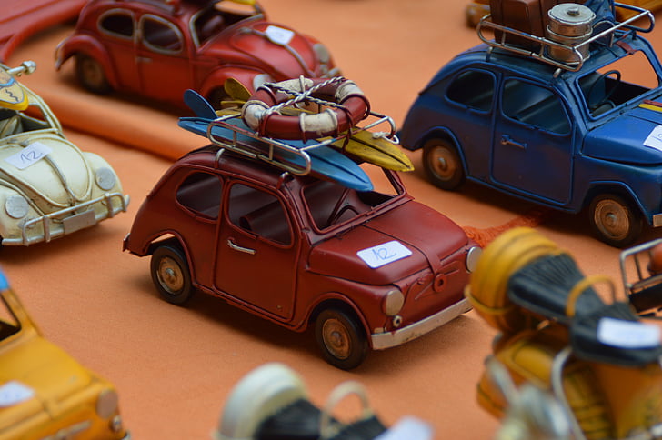 model car, auto, miniature, flea market, collector, tin toys, sheet