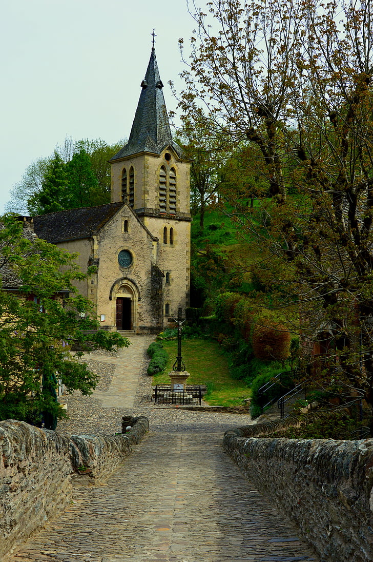 Iglesia, puente, Belcastel, Aveyron, Monumento, Pedro, arquitectura