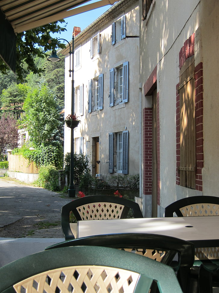 cà phê, cà phê terrace, Génolhac, Cévennes, Street, hoạt động ngoài trời, kiến trúc