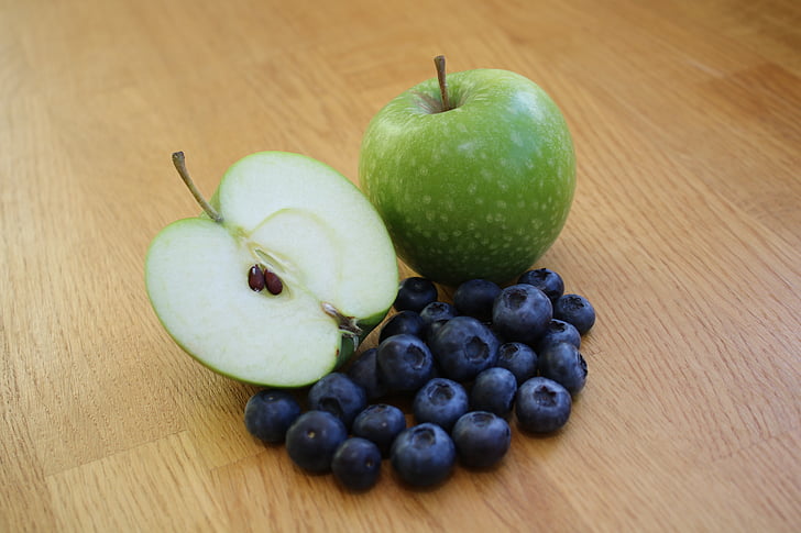 ābolu, melleņu, veselības, svaigu, pārtika, augļi, jauks